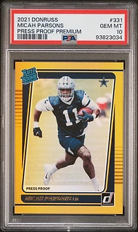 2021 Panini Donruss 331 Micah Parsons Press Proof Premium PSA 10