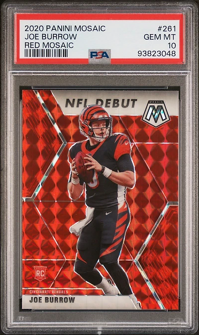 2020 Panini Mosaic 261 Joe Burrow Red Mosaic PSA 10