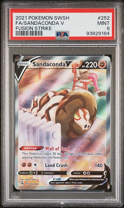 2021 Pokemon Sword & Shield Fusion Strike 252 Full Art/sandaconda V PSA 9