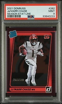 2021 Panini Donruss 262 Ja'marr Chase Season Stat Line PSA 9
