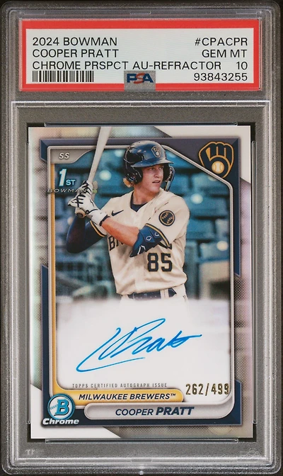 2024 Bowman Chrome Prospect Autographs Cpacpr Cooper Pratt Refractor PSA 10