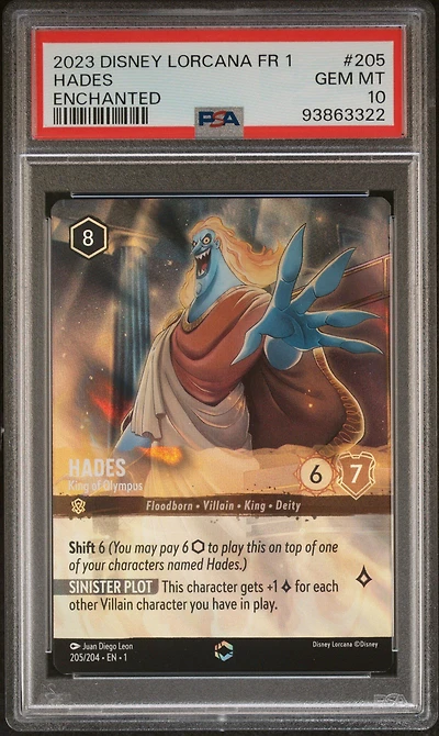 2023 Disney Lorcana French Fr 1-the First Chapter 205 Hades - King Of Olympus Enchanted PSA 10