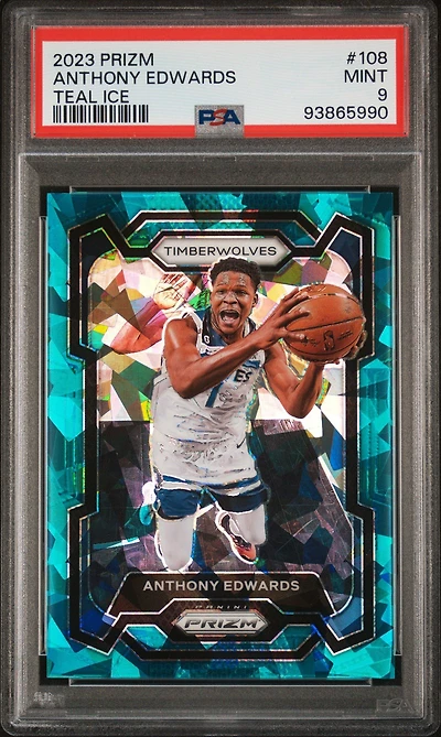2023 Panini Prizm 108 Anthony Edwards Teal Ice PSA 9