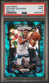 2023 Panini Prizm 108 Anthony Edwards Teal Ice PSA 9