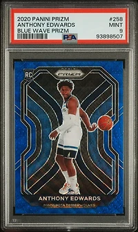 2020 Panini Prizm 258 Anthony Edwards Blue Wave Prizm PSA 9