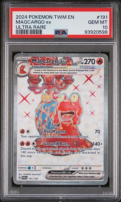 2024 Pokemon Twm En-twilight Masquerade 191 Magcargo Ex Ultra Rare PSA 10