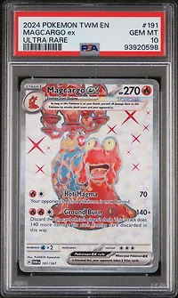 2024 Pokemon Twm En-twilight Masquerade 191 Magcargo Ex Ultra Rare PSA 10