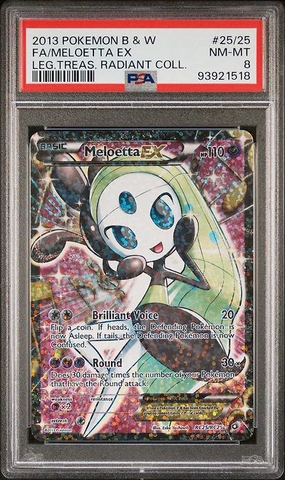 2013 Pokemon Black & White Legendary Treasures Radiant Collection Rc25 Full Art/meloetta Ex PSA 8