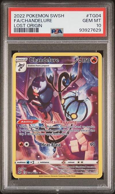 2022 Pokemon Sword & Shield Lost Origin Tg04 Full Art/chandelure PSA 10