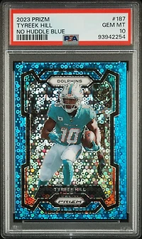 2023 Panini Prizm 187 Tyreek Hill No Huddle Blue PSA 10