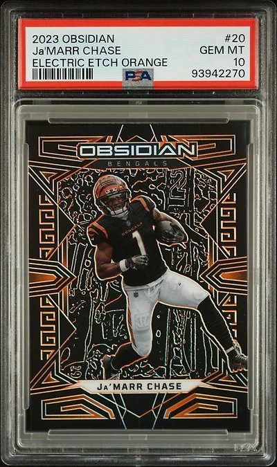 2023 Panini Obsidian 20 Ja'marr Chase Electric Etch Orange PSA 10