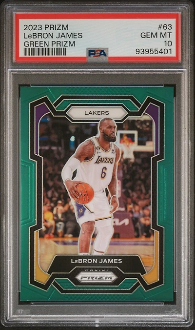 2023 Panini Prizm 63 Lebron James Green Prizm PSA 10