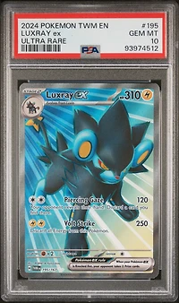 2024 Pokemon Twm En-twilight Masquerade 195 Luxray Ex Ultra Rare PSA 10