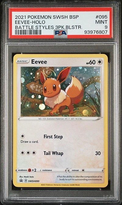 2021 Pokemon Swsh Black Star Promo 095 Eevee-holo Battle Styles Three Pack Blisters PSA 9
