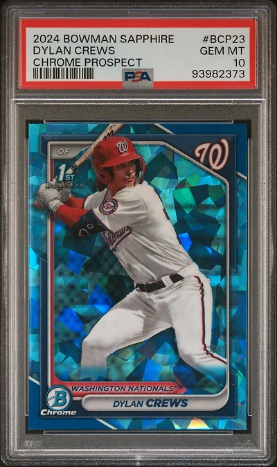 2024 Bowman Sapphire Edition Chrome Prospects Bcp23 Dylan Crews PSA 10