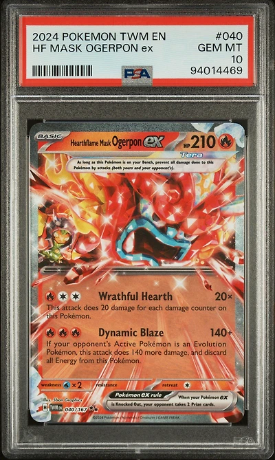 2024 Pokemon Twm En-twilight Masquerade 040 Hearthflame Mask Ogerpon Ex PSA 10