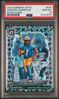 2023 Panini Donruss Optic Downtown! D16 Quentin Johnston PSA 10