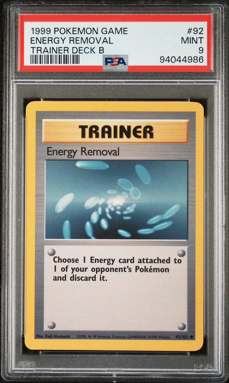 1999 Pokemon Game 92 Energy Removal Trainer Deck B PSA 9
