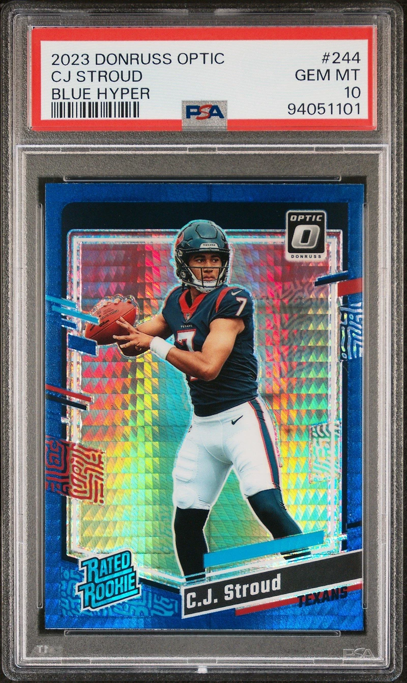 2023 Panini Donruss Optic 244 Cj Stroud Blue Hyper PSA