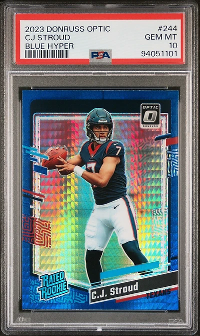 2023 Panini Donruss Optic 244 Cj Stroud Blue Hyper PSA