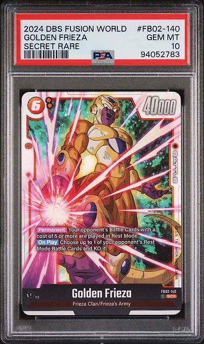 2024 Dragon Ball Super Card Game Fusion World Blazing Aura Fb02-140 Golden Frieza Secret Rare PSA 10