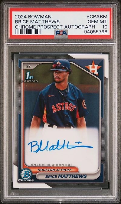 2024 Bowman Chrome Prospect Autographs Cpabm Brice Matthews PSA 10