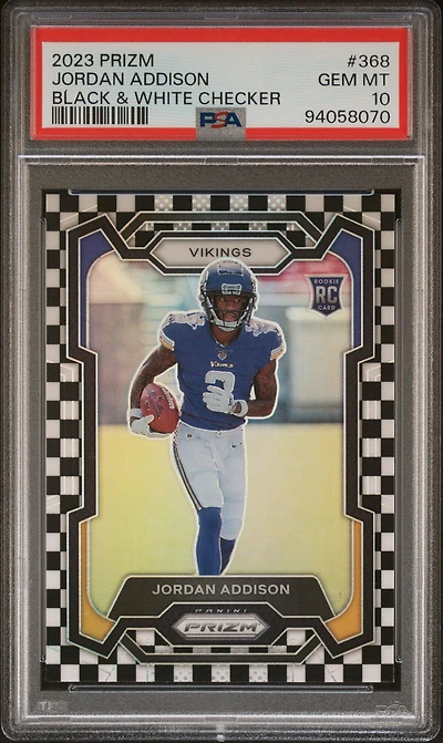 2023 Panini Prizm 368 Jordan Addison Black & White Checker PSA 10
