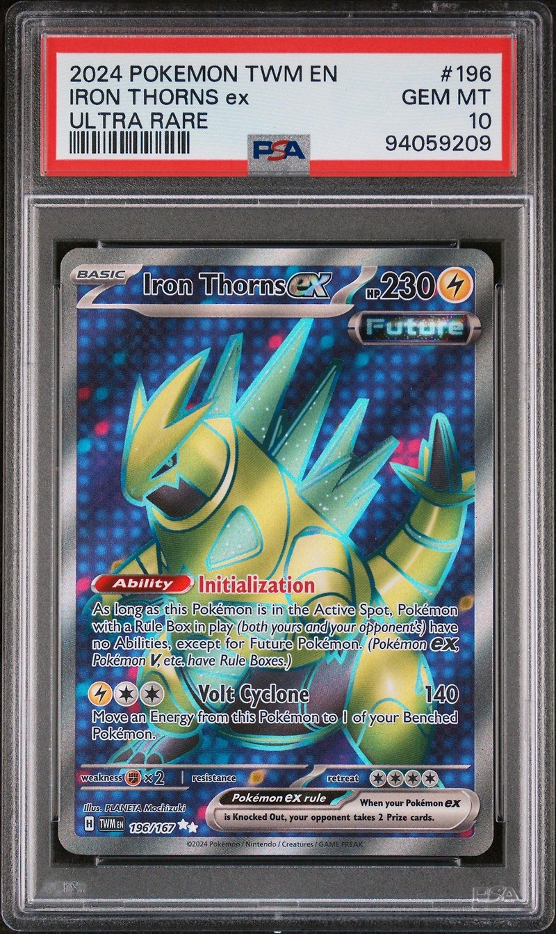 2024 Pokemon Twm En-twilight Masquerade 196 Iron Thorns Ex Ultra Rare PSA
