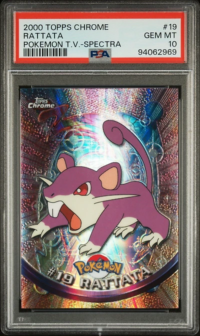 2000 Topps Chrome Pokemon T.v. 19 Rattata Spectra PSA 10