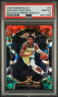 2020 Panini Select 61 Anthony Edwards Red/white/green Cracked Ice PSA 10