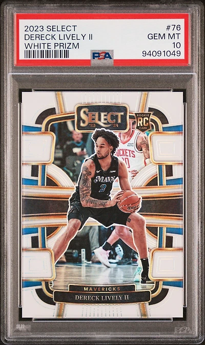 2023 Panini Select 76 Dereck Lively Ii White Prizm PSA 10