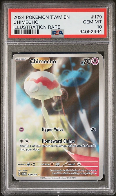 2024 Pokemon Twm En-twilight Masquerade 179 Chimecho Illustration Rare PSA 10