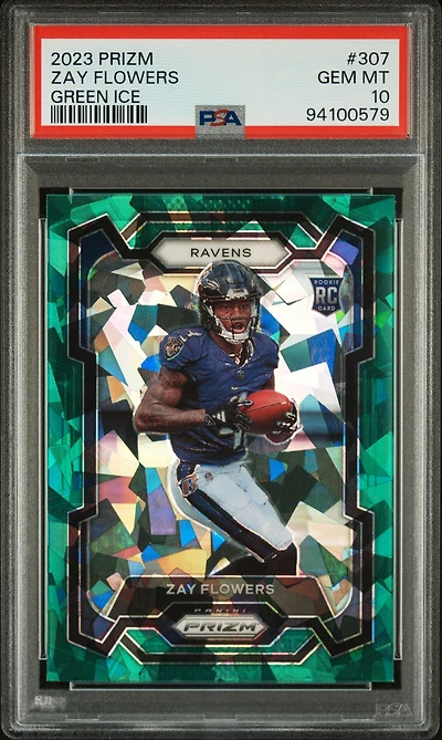 2023 Panini Prizm 307 Zay Flowers Green Ice PSA 10