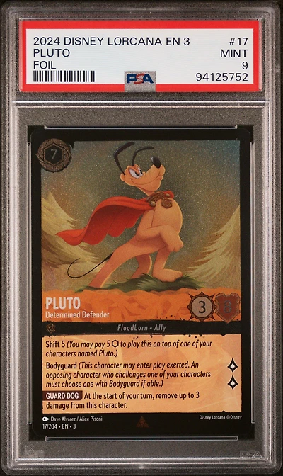 2024 Disney Lorcana En 3-into The Inklands 17 Pluto - Determined Defender Foil PSA 9