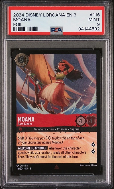 2024 Disney Lorcana En 3-into The Inklands 116 Moana - Born Leader Foil PSA 9