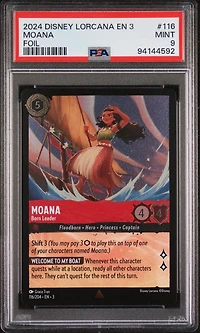 2024 Disney Lorcana En 3-into The Inklands 116 Moana - Born Leader Foil PSA 9