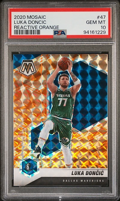 2020 Panini Mosaic 47 Luka Doncic Reactive Orange PSA 10