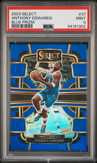 2023 Panini Select 37 Anthony Edwards Blue Prizm PSA 9