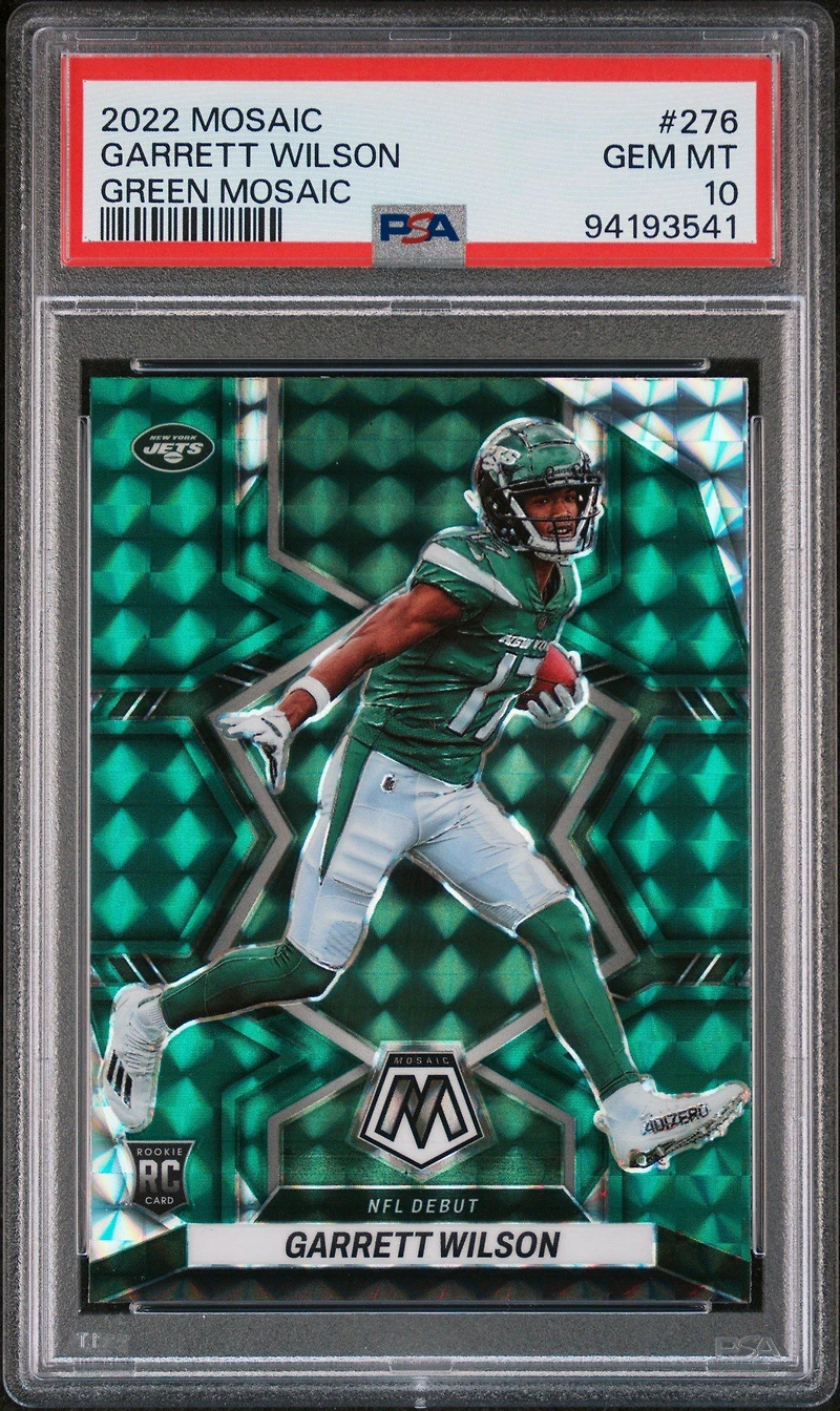 2022 Panini Mosaic 276 Garrett Wilson Green Mosaic PSA 10
