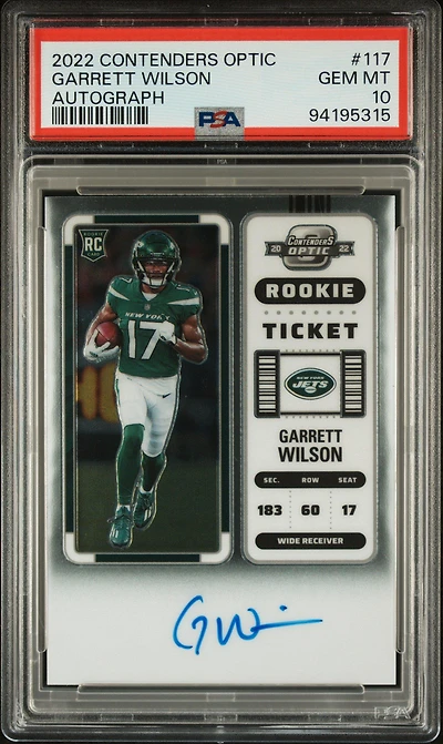 2022 Panini Contenders Optic 117 Garrett Wilson Autograph PSA 10