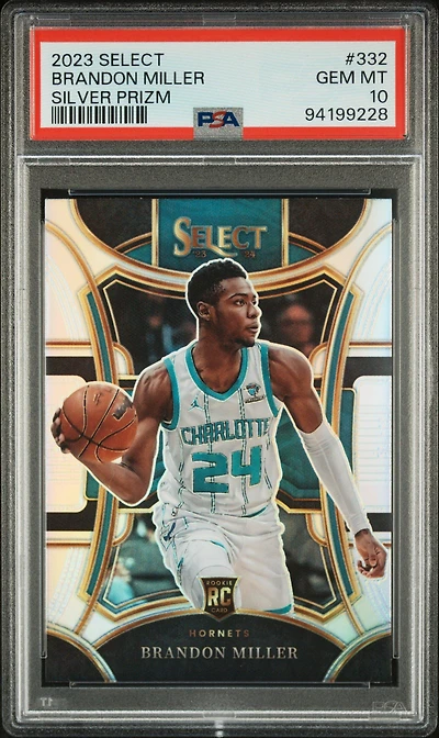 2023 Panini Select 332 Brandon Miller Silver Prizm PSA 10