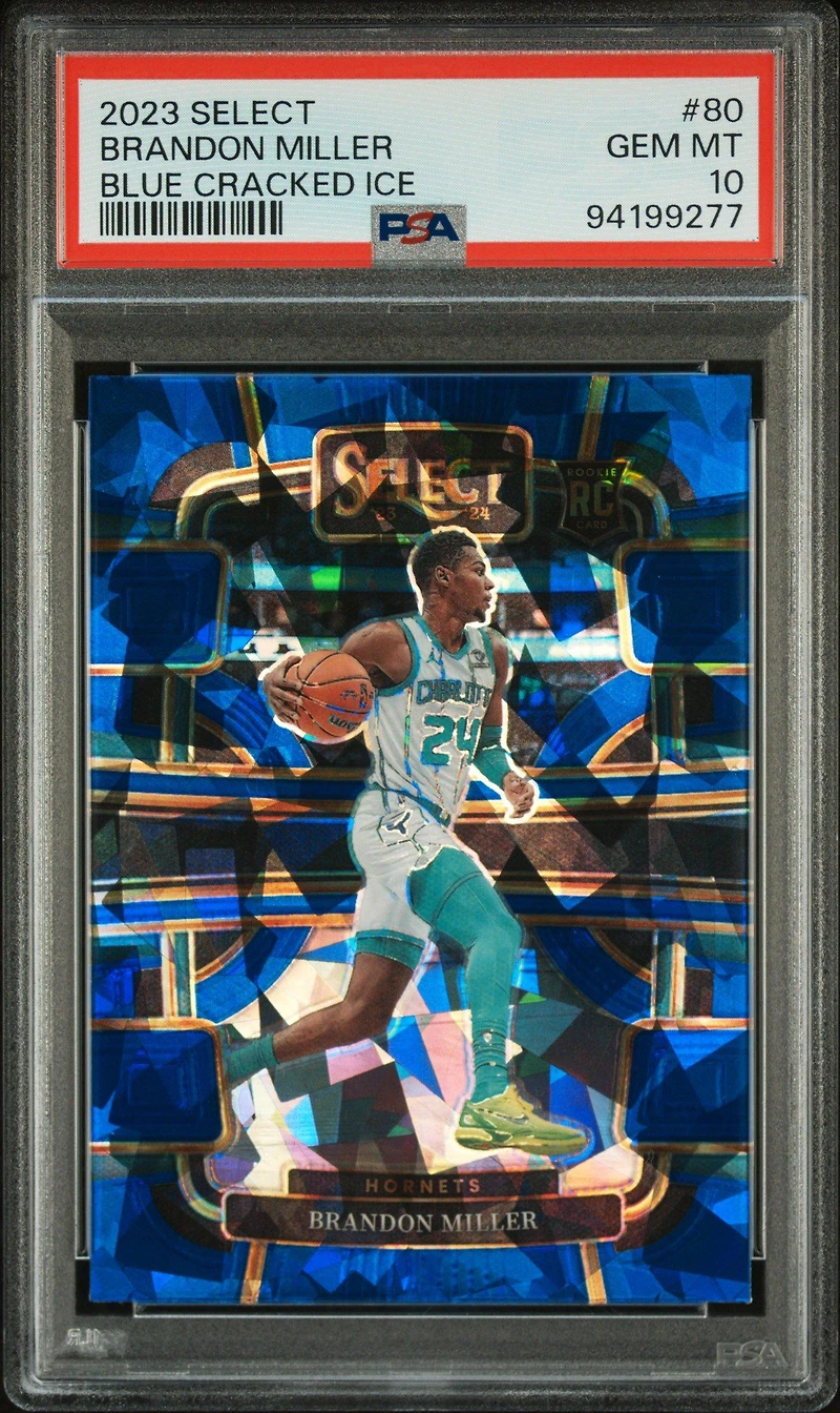 2023 Panini Select 80 Brandon Miller Blue Cracked Ice PSA 10