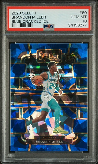 2023 Panini Select 80 Brandon Miller Blue Cracked Ice PSA 10