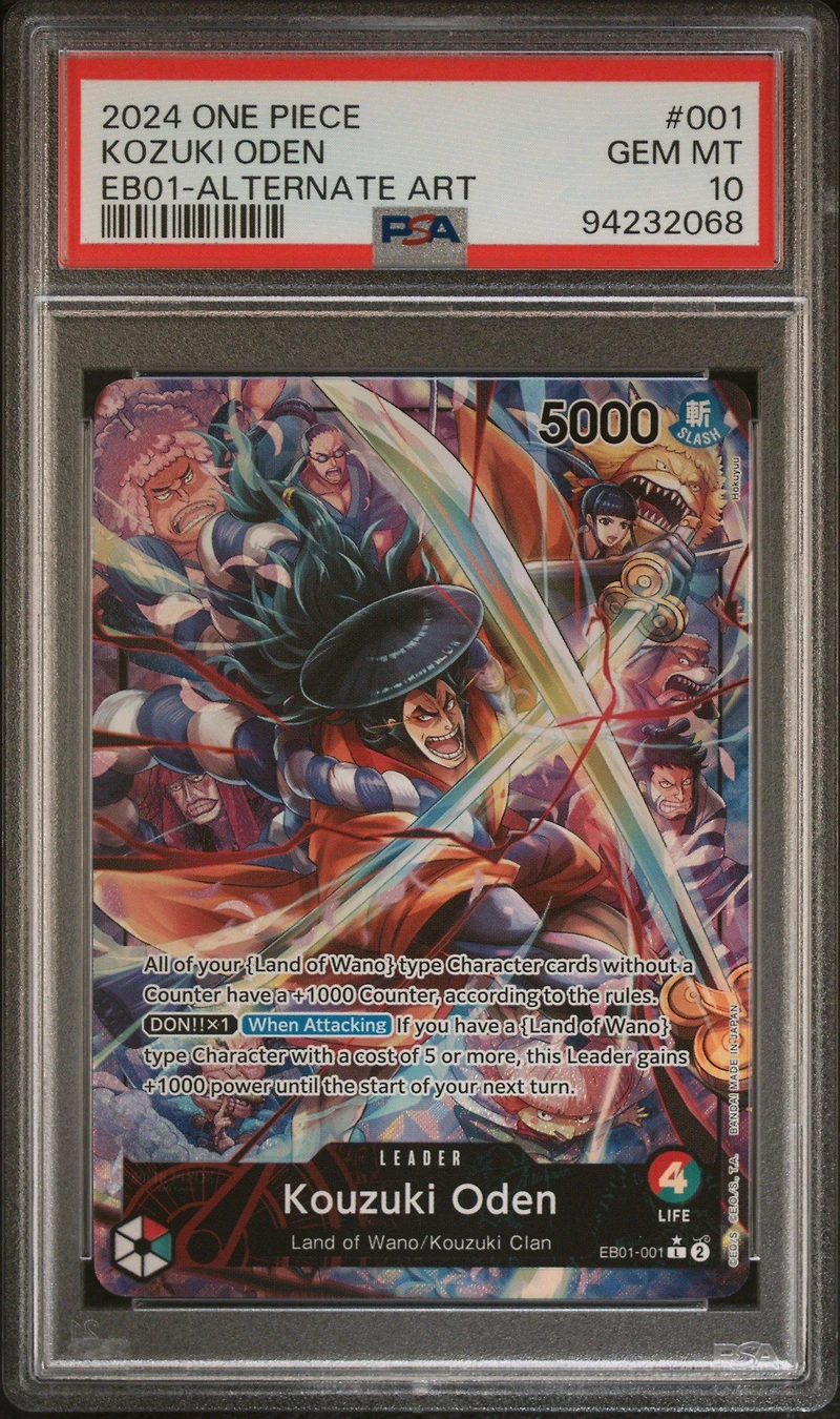 2024 One Piece Eb01-extra Booster -memorial Collection- 001 Kozuki Oden Alternate Art PSA 10