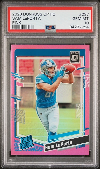 2023 Panini Donruss Optic 237 Sam Laporta Pink PSA 10