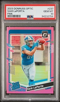 2023 Panini Donruss Optic 237 Sam Laporta Pink PSA 10