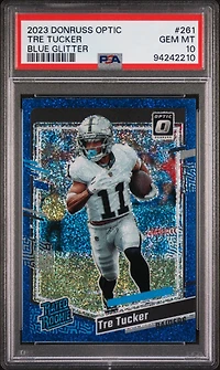 2023 Panini Donruss Optic 261 Tre Tucker Blue Glitter PSA 10