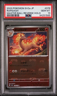 2023 Pokemon Japanese Sv2a-pokemon 151 078 Rapidash Master Ball Reverse Holo PSA 10