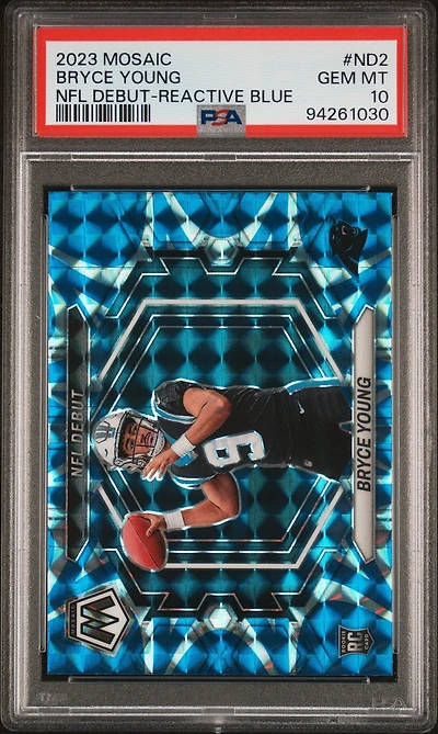 2023 Panini Mosaic Nfl Debut Nd2 Bryce Young Reactive Blue PSA 10