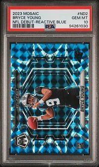 2023 Panini Mosaic Nfl Debut Nd2 Bryce Young Reactive Blue PSA 10